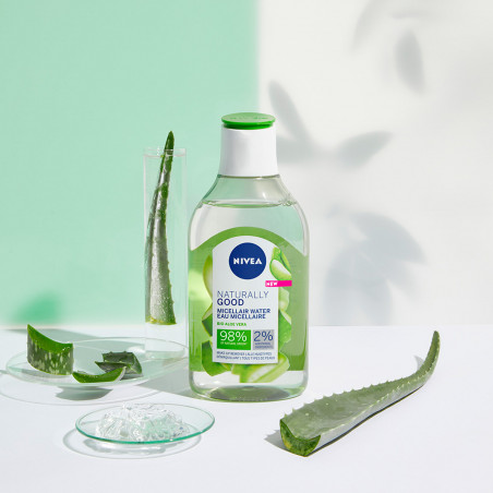 Eau Micellaire Démaquillante NIVEA Aloe Vera Bio  Tous Types de Peaux NATURALLY GOOD 400ml