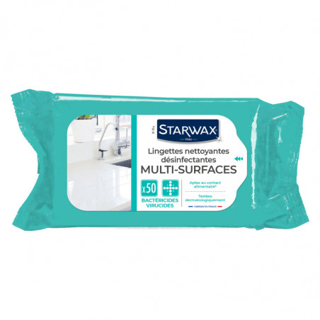 Starwax - Lingettes Nettoyantes Desinfectantes Multi-Usages Sachet De 50