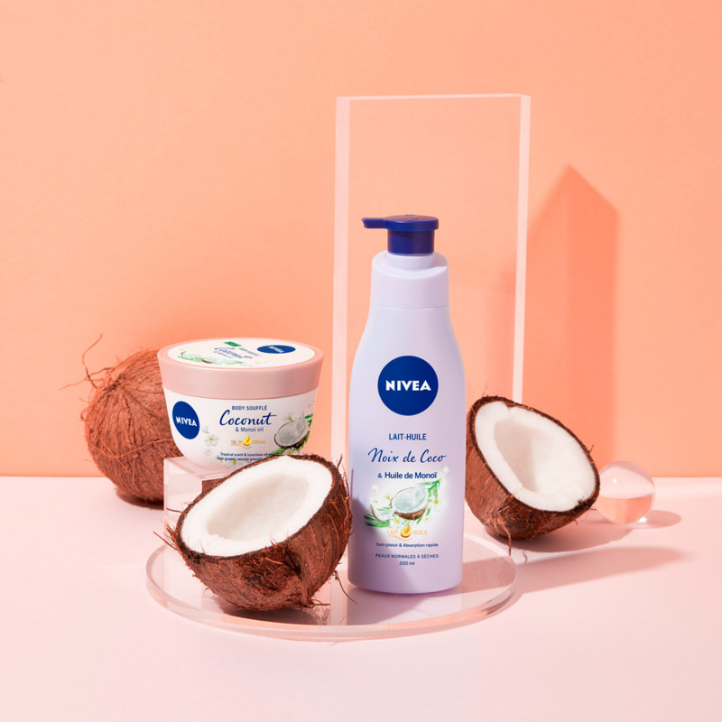 Pack de 3 Baume Soufflé Perlé corps hydratant NIVEA Huile de Monoi et
