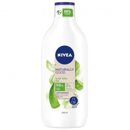 Pack de 3 - Lait corps hydratation intense 48h NIVEA NATURALLY GOOD Aloe Vera BIO pour peaux extra sèches et tiraillées 200ml