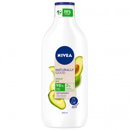Pack de 3 - Lait hydratant NIVEA NATURALLY GOOD Avocat BIO Hydratation intense 48h 200ml Pack de 3 - Lait hydratant NIVEA NATURALLY GOOD Avocat BIO Hydratation intense 48h 200ml