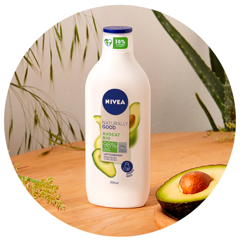 Pack de 3 - Lait hydratant NIVEA NATURALLY GOOD Avocat BIO Hydratation intense 48h 200ml