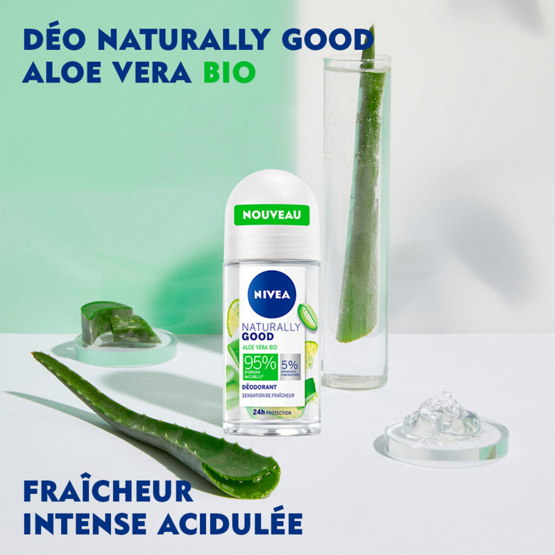 Pack de 4 - Déodorant Bille Femme NIVEA Aloe Vera Bio Naturally Good 50ml