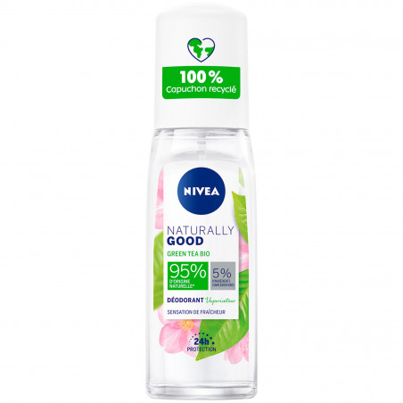 Pack de 4 - Déodorant Vaporisateur Femme NIVEA  Green Tea BIO Naturally Good 75ml