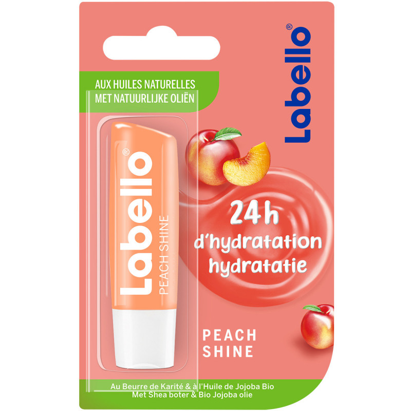 Pack de 4 - Stick soin des lèvres hydratant LABELLO Huiles naturelles Pêche 5,5ml