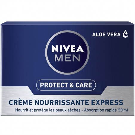 Pack de 2 - Crème nourrissante express homme NIVEA MEN aloe vera Protect & Care 50ml Pack de 2 - Crème nourrissante express homme NIVEA MEN aloe vera Protect & Care 50ml
