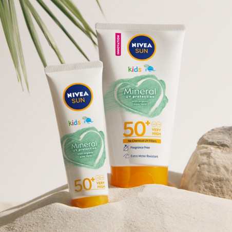 Pack de 2 - Crème Solaire Minérale Enfants NIVEA Aloe Vera BIO FPS 50+ Protection Minérale 50ml