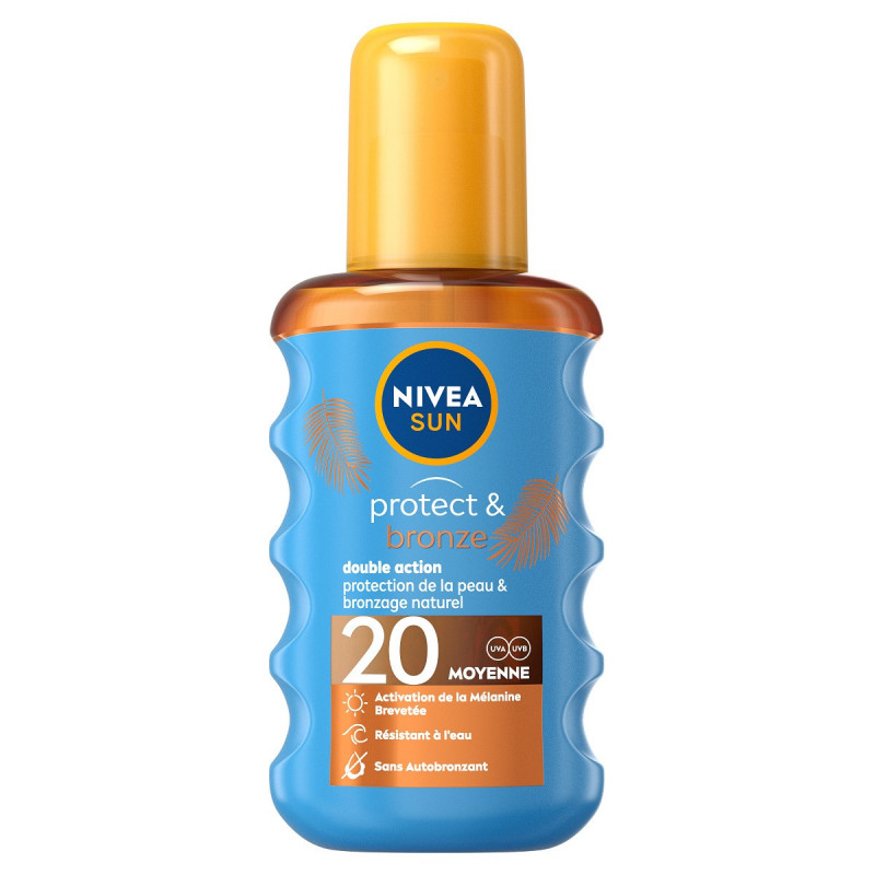 Pack de 2 - Protection solaire huile NIVEA FPS 20 Protect & Bronze 200 ml