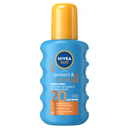 Pack de 2 - Protection solaire spray NIVEA FPS 20 Protect & Bronze 200ml