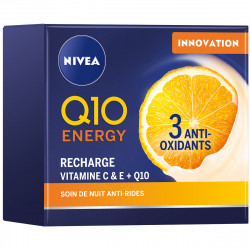 Pack de 2 - Soin de Nuit Anti-Rides NIVEA au Q10 naturel et Vitamines C et E Q10 Energy 50ml 2