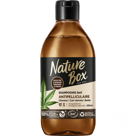 Nature Box  - Shampooing Liquide 3En1 Chanvre - Antipelliculaire - 250 Ml