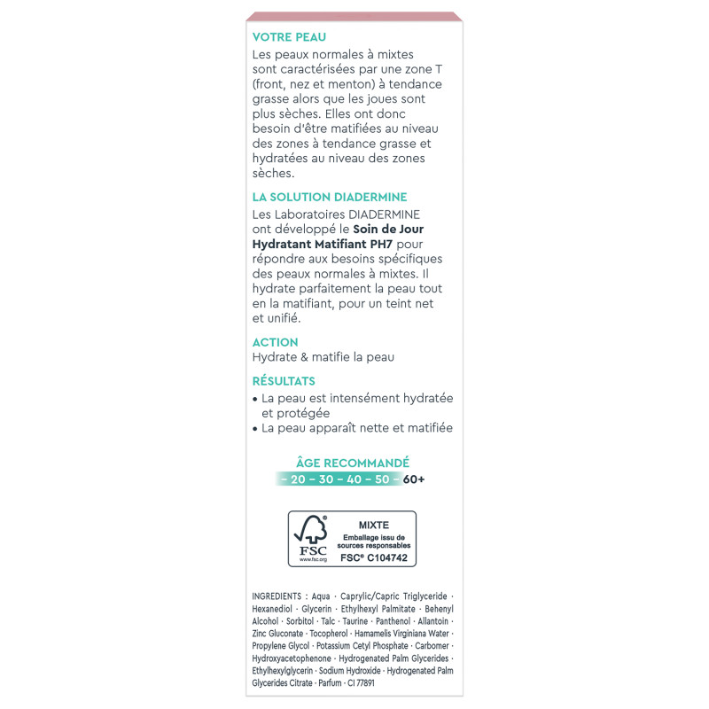 Diadermine - Ph 7 Soin De Jour Hydratant Matifiant - 50 Ml