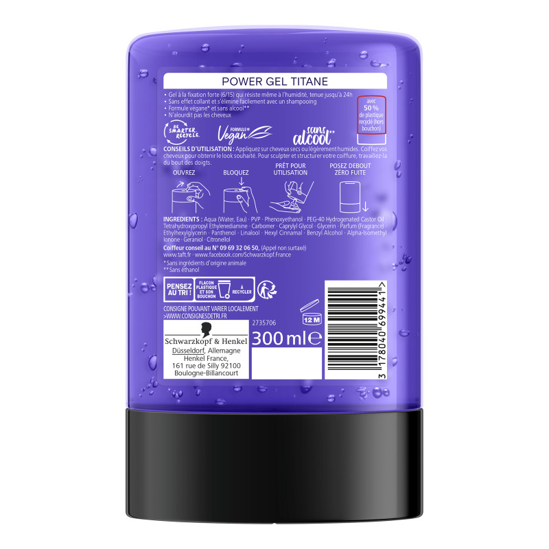 Taft - Power Gel Tube Titane - 300 Ml