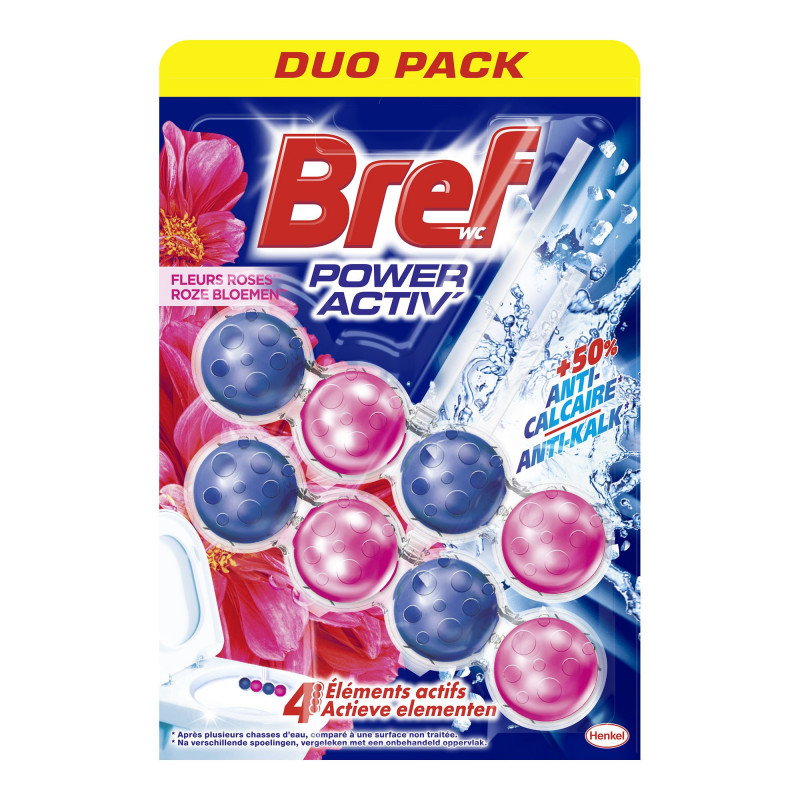 Lot de 10 - BREF WC Power Activ' Fleurs Roses Duo-Pack