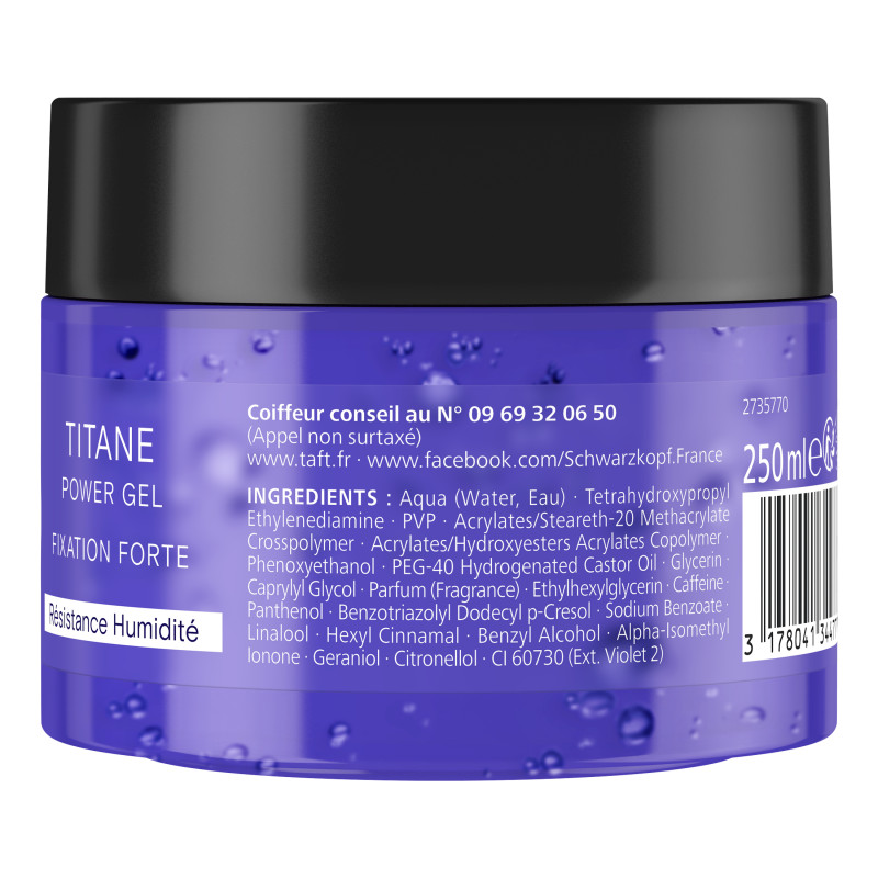 Pack de 2 - Taft - Power Gel Pot Titane - 250 Ml