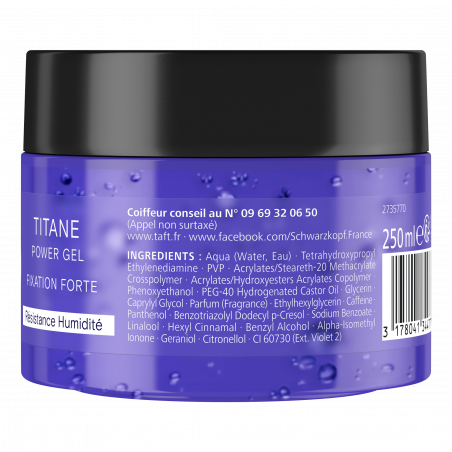 Pack de 2 - Taft - Power Gel Pot Titane - 250 Ml