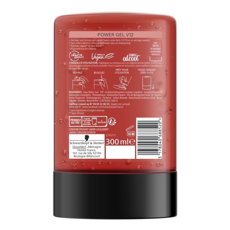 Pack de 2 - Taft - Power Gel Tube V12 - 300 Ml