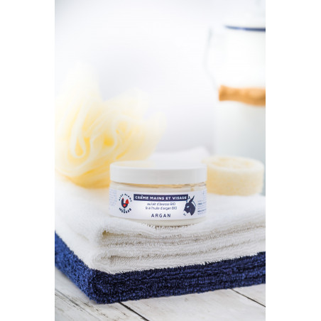 Bleu Blanc Mousse - Crème mains et visage au lait d'ânesse bio et a l'huile d'argan bio 100 ml Bleu Blanc Mousse - Crème mains et visage au lait d'ânesse bio et a l'huile d'argan bio 100 ml