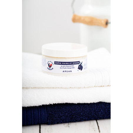 Bleu Blanc Mousse - Crème mains et visage au lait d'ânesse bio et a l'huile d'argan bio 100 ml Bleu Blanc Mousse - Crème mains et visage au lait d'ânesse bio et a l'huile d'argan bio 100 ml