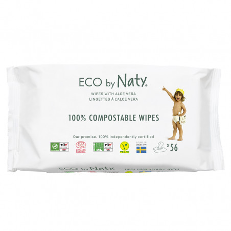 56 Lingettes Bébé compostables Aloé vera