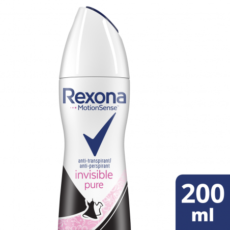 REXONA Déodorant Femme Spray Anti-Transpirant Invisible Pure 200ml