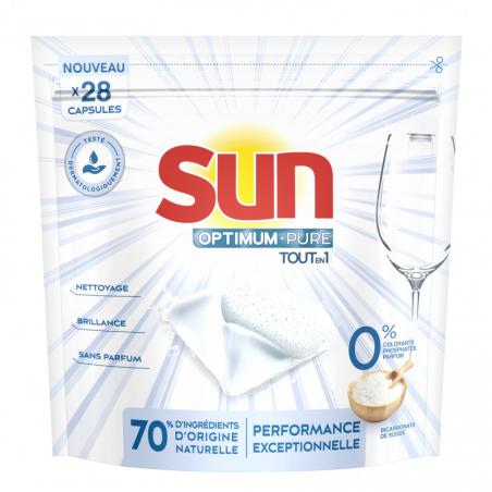 Pack De 4 - Sun Capsules Lave-Vaisselle Optimum Pure Tout En 1 0 % 28 Capsules
