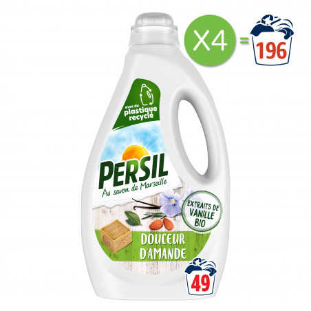 4x49 lavages - Lessive Liquide Persil Douceur d'Amande aux extraits de vanille (196 lavages)
