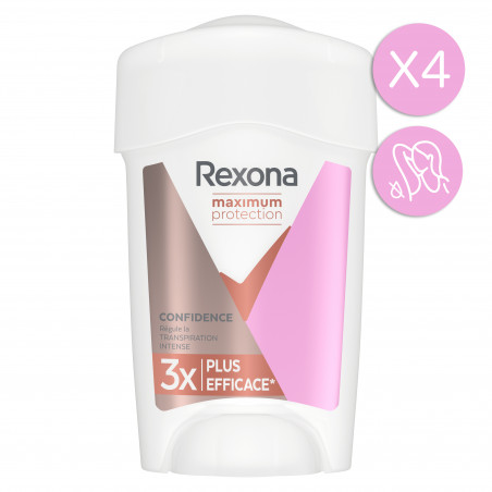 4x45ml Déodorants Anti-Transpirants Sticks Rexona Maximum Protection Confidence Protection 96h (Lot de 4x45ml )