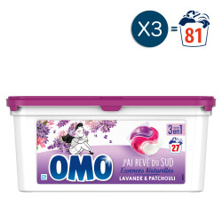 3x27 Capsules Lessive 3en1 Omo Lavande et Patchouli  (81 capsules)