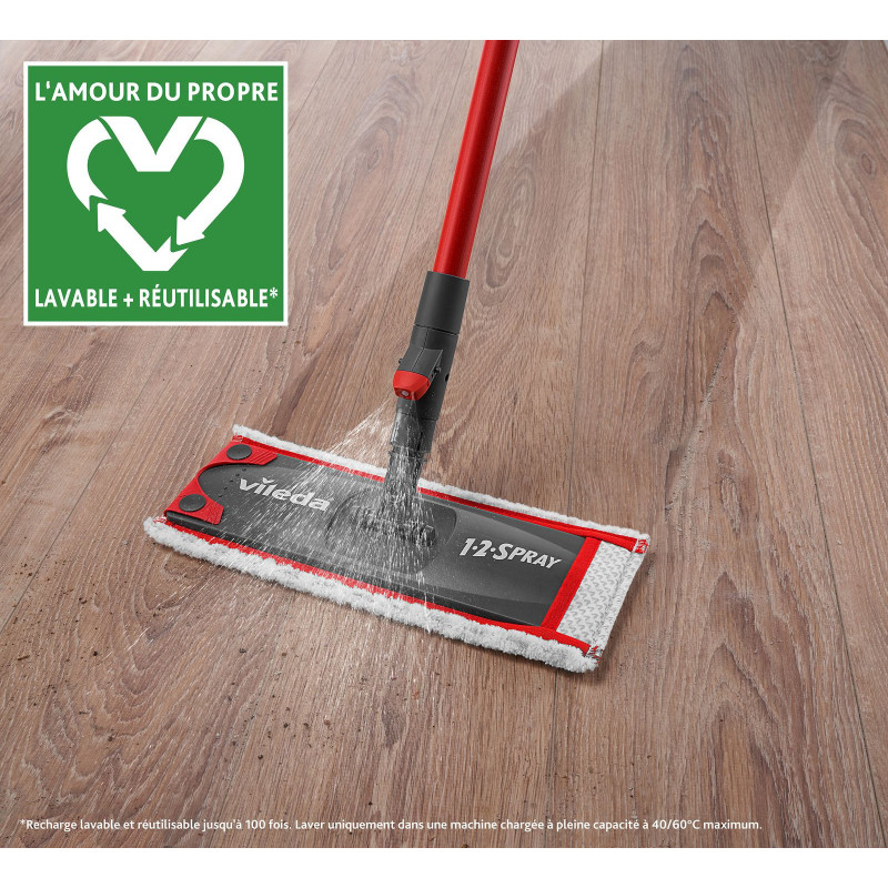 Vileda - 12Spray le balai vaporisateur idéal pour un nettoyage rapide des petites surfaces
