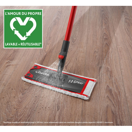 Vileda - 12Spray le balai vaporisateur idéal pour un nettoyage rapide des petites surfaces