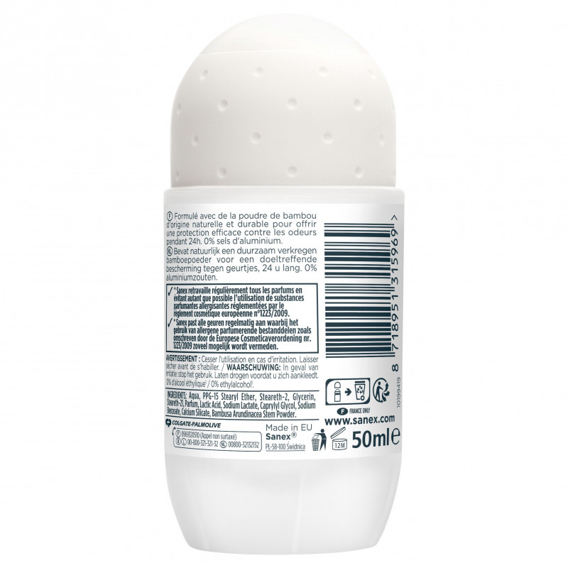 Pack de 6 - Déodorant naturel Sanex Natur Protect Pure & Fresh  Bambou bille - 50ml
