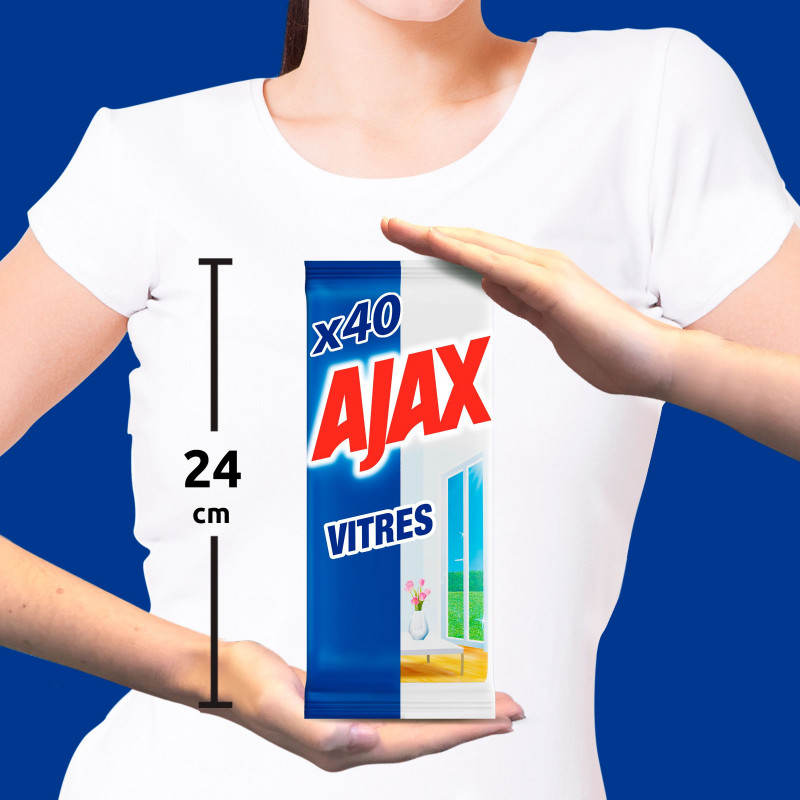 Pack de 20 - Lingettes Vitres Ajax Triple Action - X40