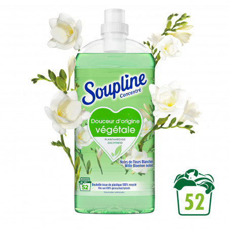 Pack de 12 - Adoucissant concentré Soupline Douceur végétale Notes de Fleurs blanches 52 lavages - 1,3L