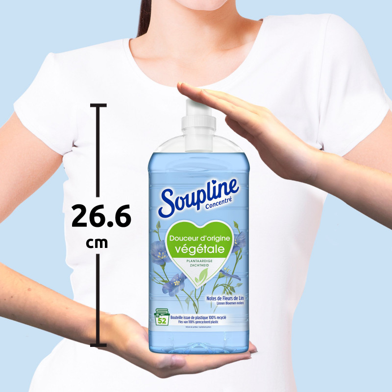 Pack de 12 - Adoucissant Soupline Douceur végétale  Notes de Fleurs de Lin 52 lavages - 1,3L