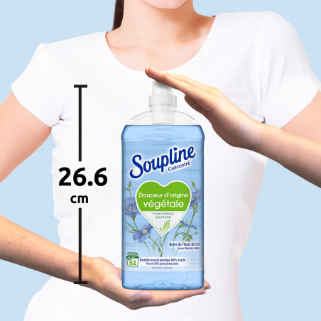 Pack de 12 - Adoucissant Soupline Douceur végétale  Notes de Fleurs de Lin 52 lavages - 1,3L
