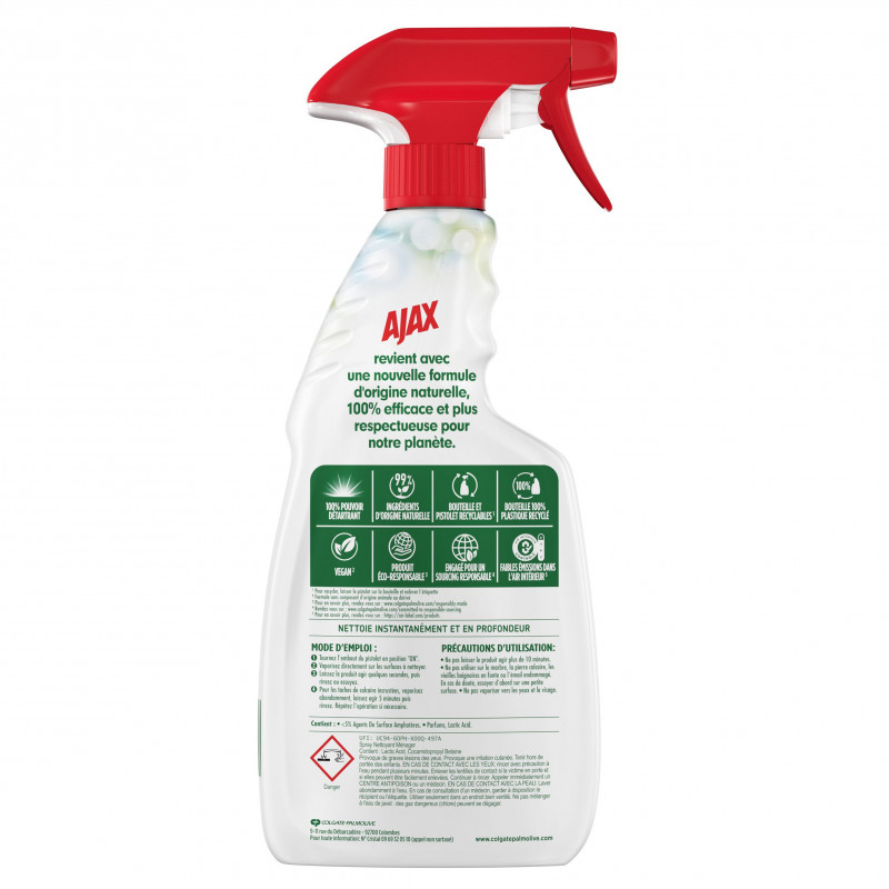 Pack de 12 - Ajax - Nettoyant Ménager Multi Surfaces Salle de bain Spray - 500ml