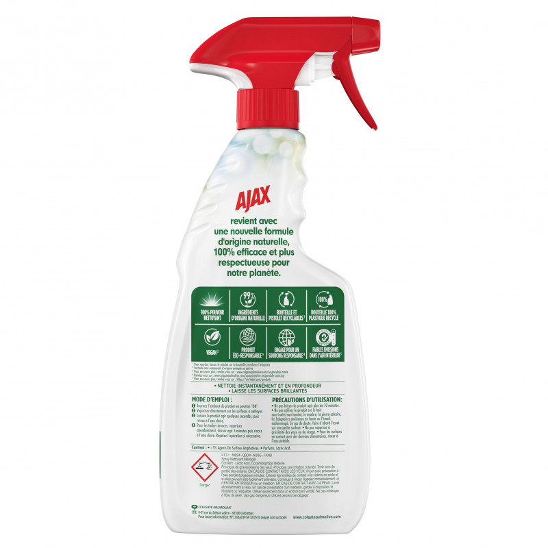 Pack de 12 - Ajax - Nettoyant Ménager Multi Surfaces Multi-Usages Spray - 500ml