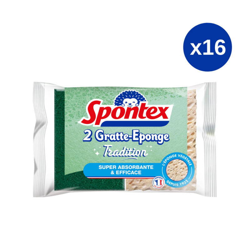 Pack de 16 - Spontex - 2 Gratte-Eponge Tradition