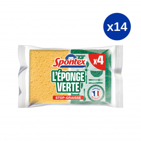 Pack de 14 - Spontex - 4 Eponges Vertes Grattantes Stop-Graisse