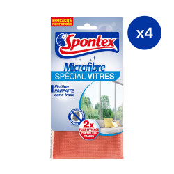 Pack de 4 - Spontex - 1 Lavette Microfibre Spécial Vitres