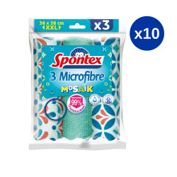 Pack de 10 - Spontex - 3 Lavettes Microfibre Mosaik