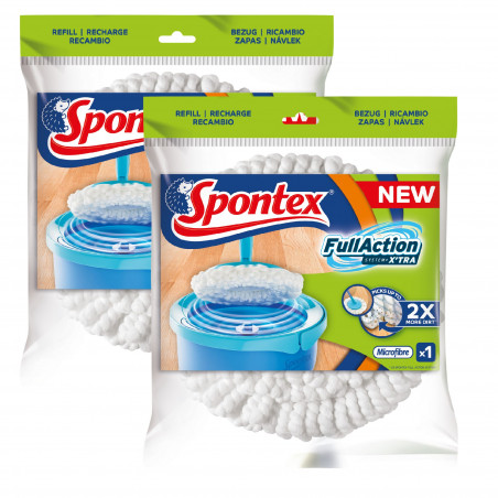 Spontex - 1 Lot de 2 Recharges Microfibre pour Balai Full Action System Xtra Spontex - 1 Lot de 2 Recharges Microfibre pour Balai Full Action System Xtra
