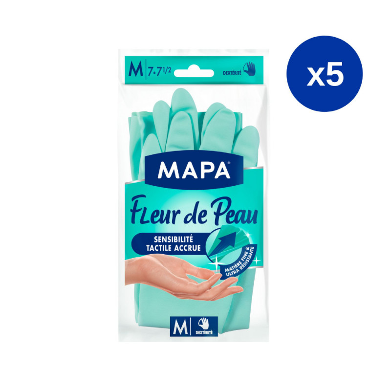 Pack de 5 - Mapa - 1 paire de gants de ménage Fleur de Peau - T.M