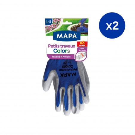 Pack de 2 - Mapa - Lot de 3 paires de Gants de Jardin Petits Travaux Colors - T.L (8)