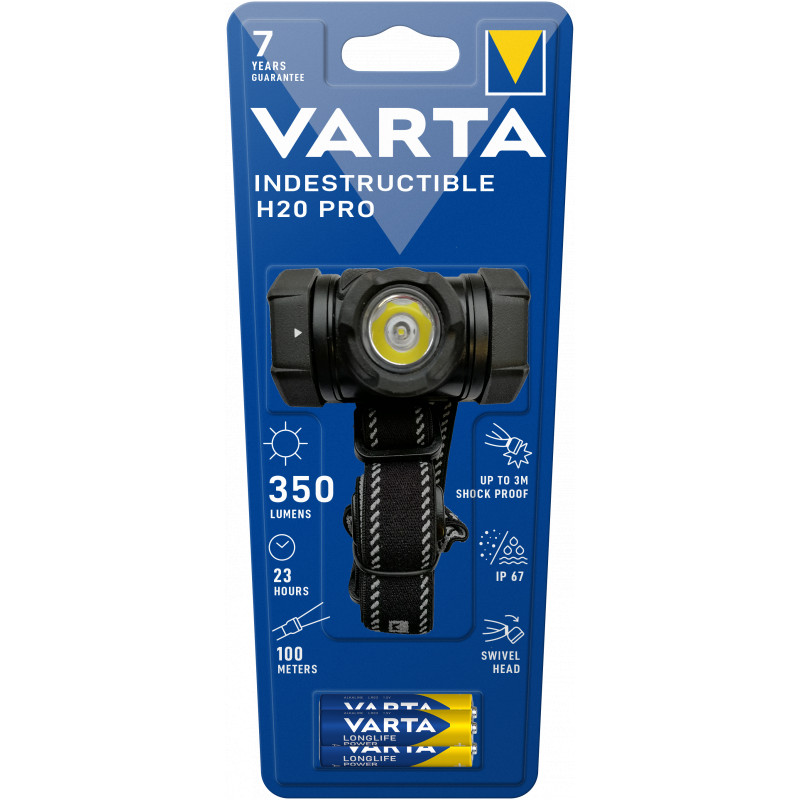 Varta - Lampe frontale INDESTRUCTIBLE PRO LED H20 + 3 piles AAA