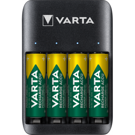 Varta - Chargeur Value Quattro pour 1 à 4 batteries AA ou AAA - inclus 4 Accus 2100 mAh pré-chargés