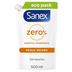 Pack de 12 - Sanex Eco recharges gel douche Essentiel Peau Sèche 500ml