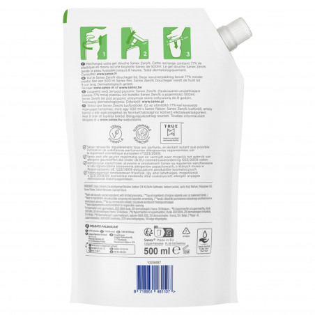 Pack de 12 - Sanex Eco recharges gel douche Essentiel Peau Sèche 500ml