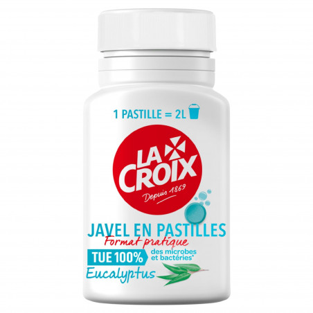 Javel en Pastilles La Croix 5 en 1 Désinfectant Fraîcheur Mentholée - Boite de 40 pastilles